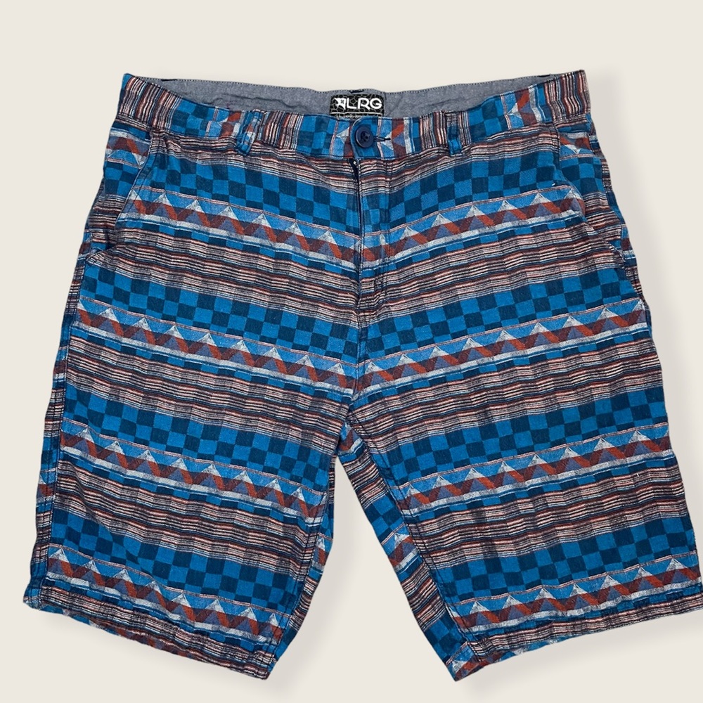 LRG UNIQUE Blue Printed LinenShorts Size 34